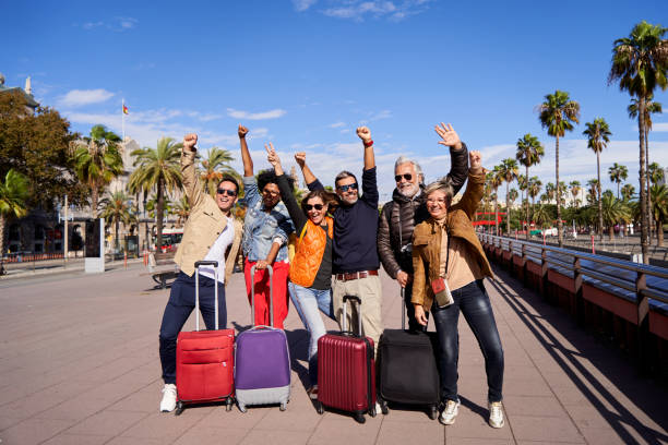 Group of travelers with luggage
